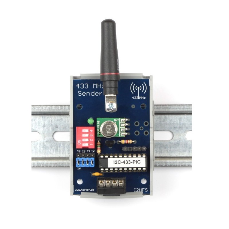 Kit I2C radio transmitter 433 MHz for DIN rail
